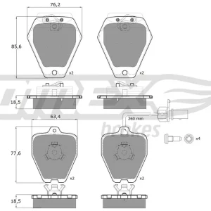 Dostępne od ręki Zestaw klocków hamulcowych, hamulce tarczowe TOMEX BRAKES TX 12-27