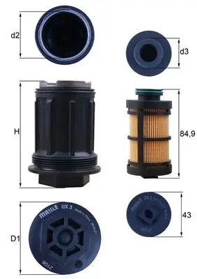 Rabat Filtr mocznikowy MAHLE UX 3KIT