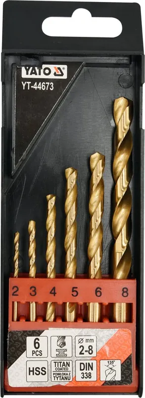 ZESTAW WIERTEL DO METALU HSS-TIN 6SZT 2-8MM SZT YATO Nowość