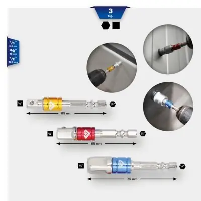 ZESTAW ADAPTERÓW CZTEROKĄTNYCH 1/4 + 3/8 + 1/2 Zniżka