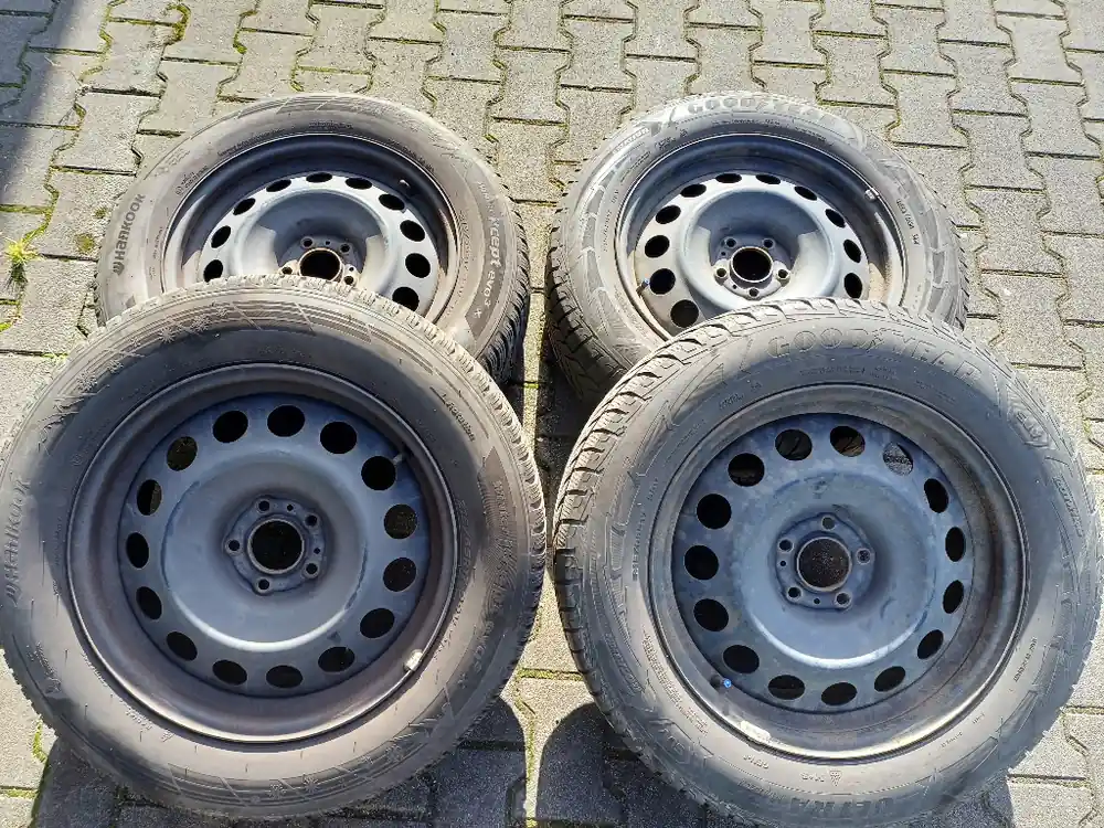 Komplet koła opony zimowe 17 cali 215/65/R17 - Goodyear + Hankook Bezpieczne zakupy